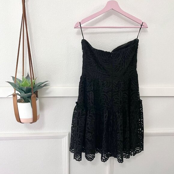NWT Anthropologie Eva Franco Floral Lace Strapless Mini  Black Cocktail Dress 8 - Picture 8 of 8